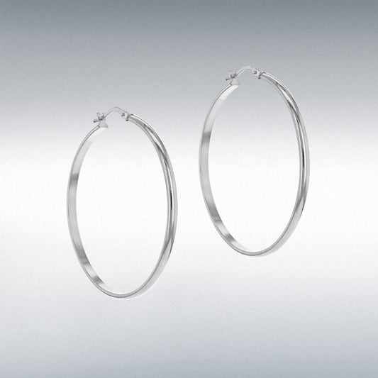 Silver Rhodium Twist 20mm Hoop Earrings