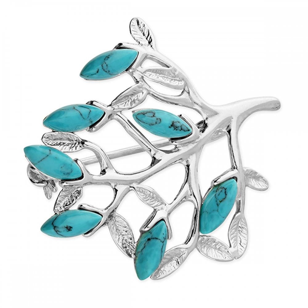 Silver Tree of Life with Turquoise Brooch