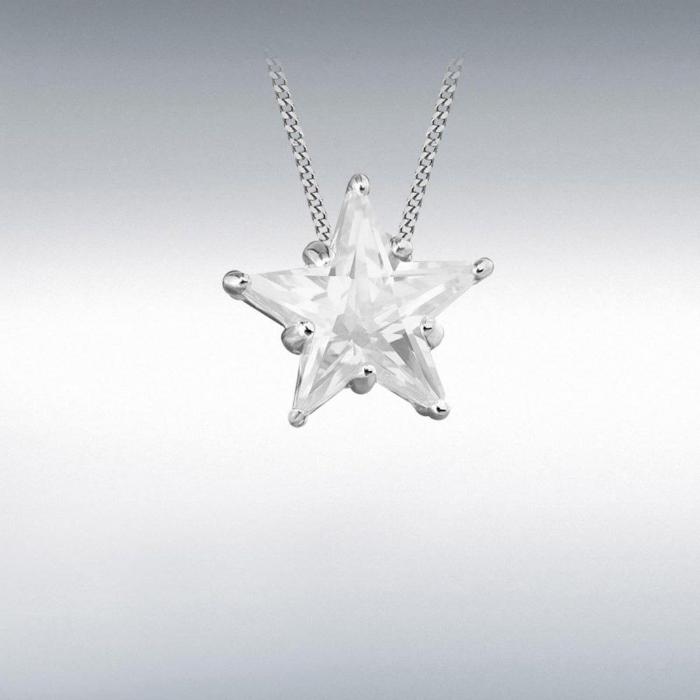 Silver White CZ Star Pendant