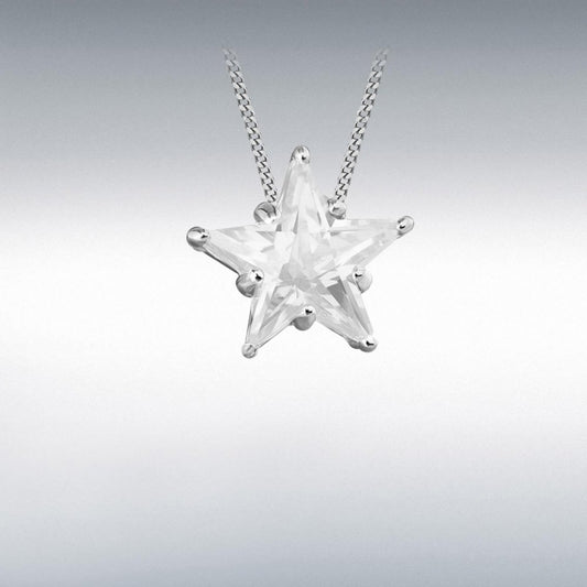 Silver White CZ Star Pendant