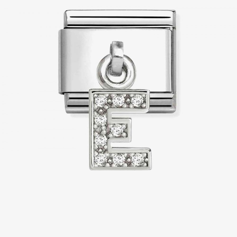 Silvershine Sparkling Letter E Charm