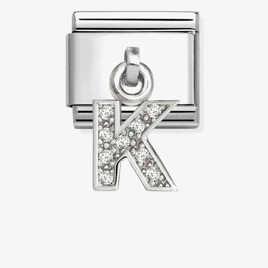 Silvershine Sparkling Letter K Charm