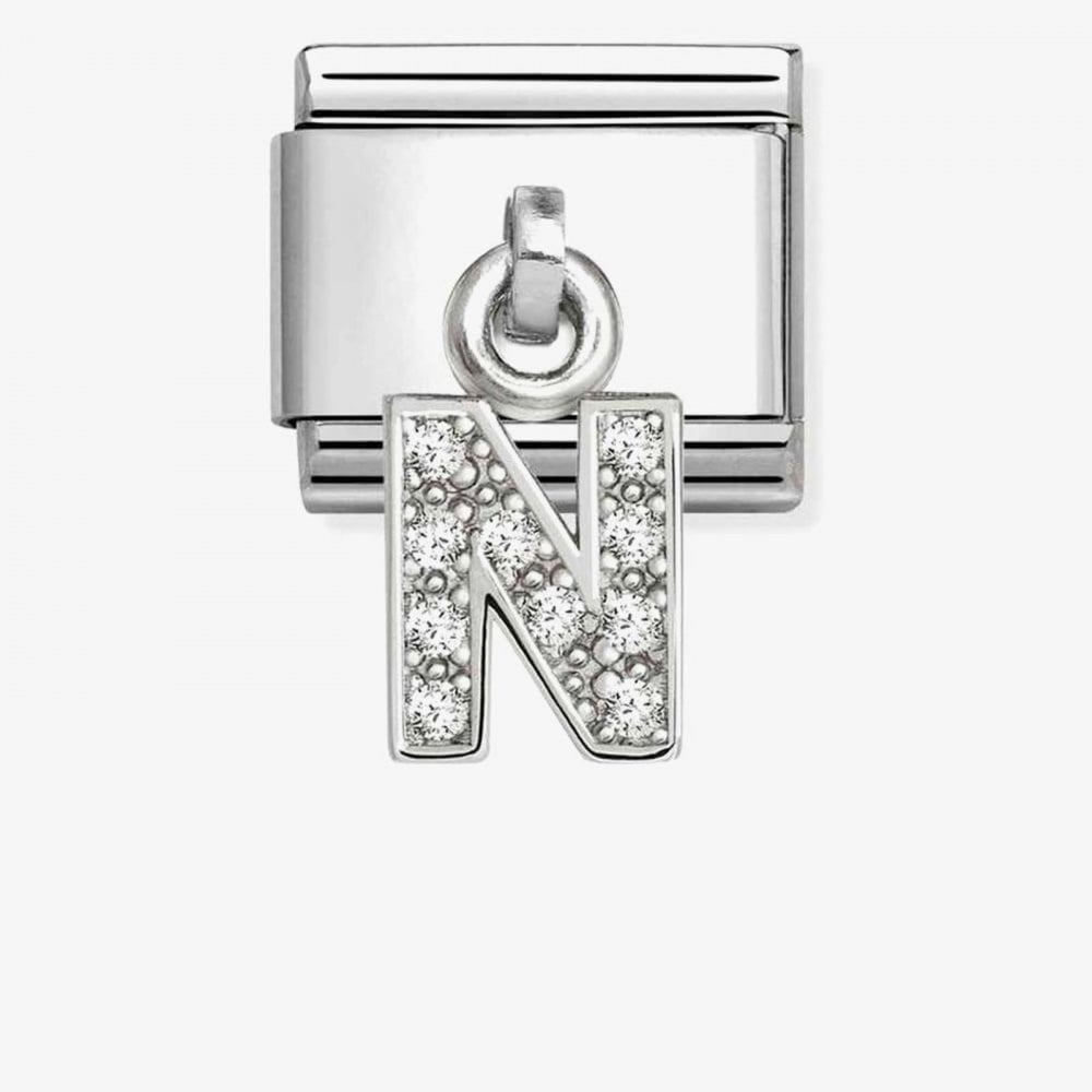 Silvershine Sparkling Letter N Charm