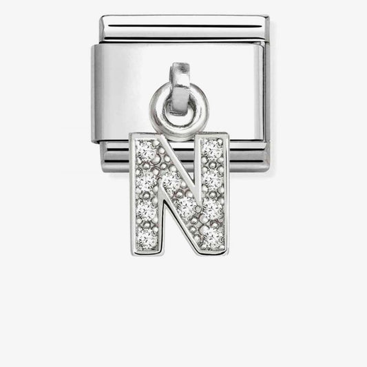 Silvershine Sparkling Letter N Charm