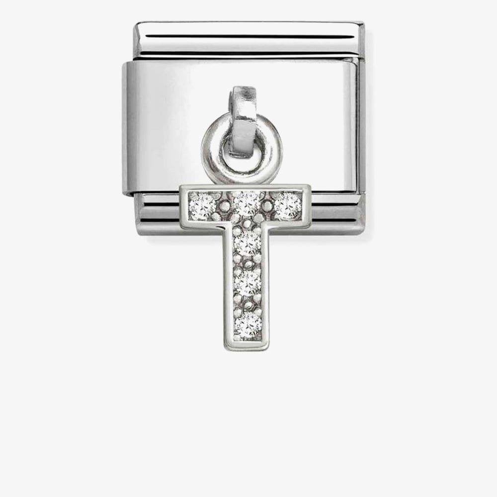 Silvershine Sparkling Letter T Charm