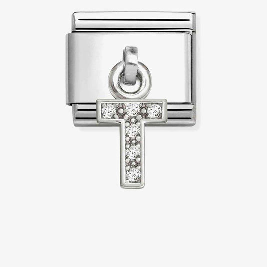 Silvershine Sparkling Letter T Charm