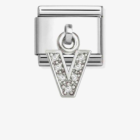 Silvershine Sparkling Letter V Charm