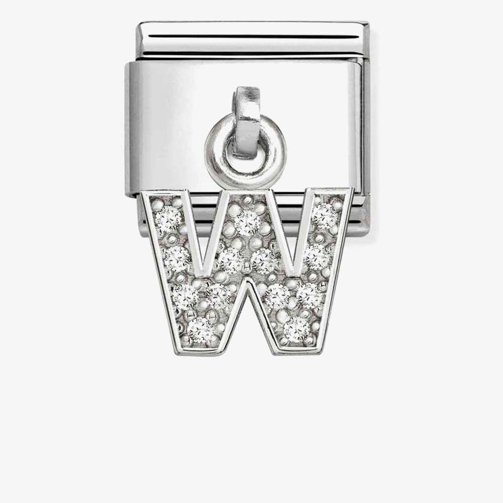Silvershine Sparkling Letter W Charm