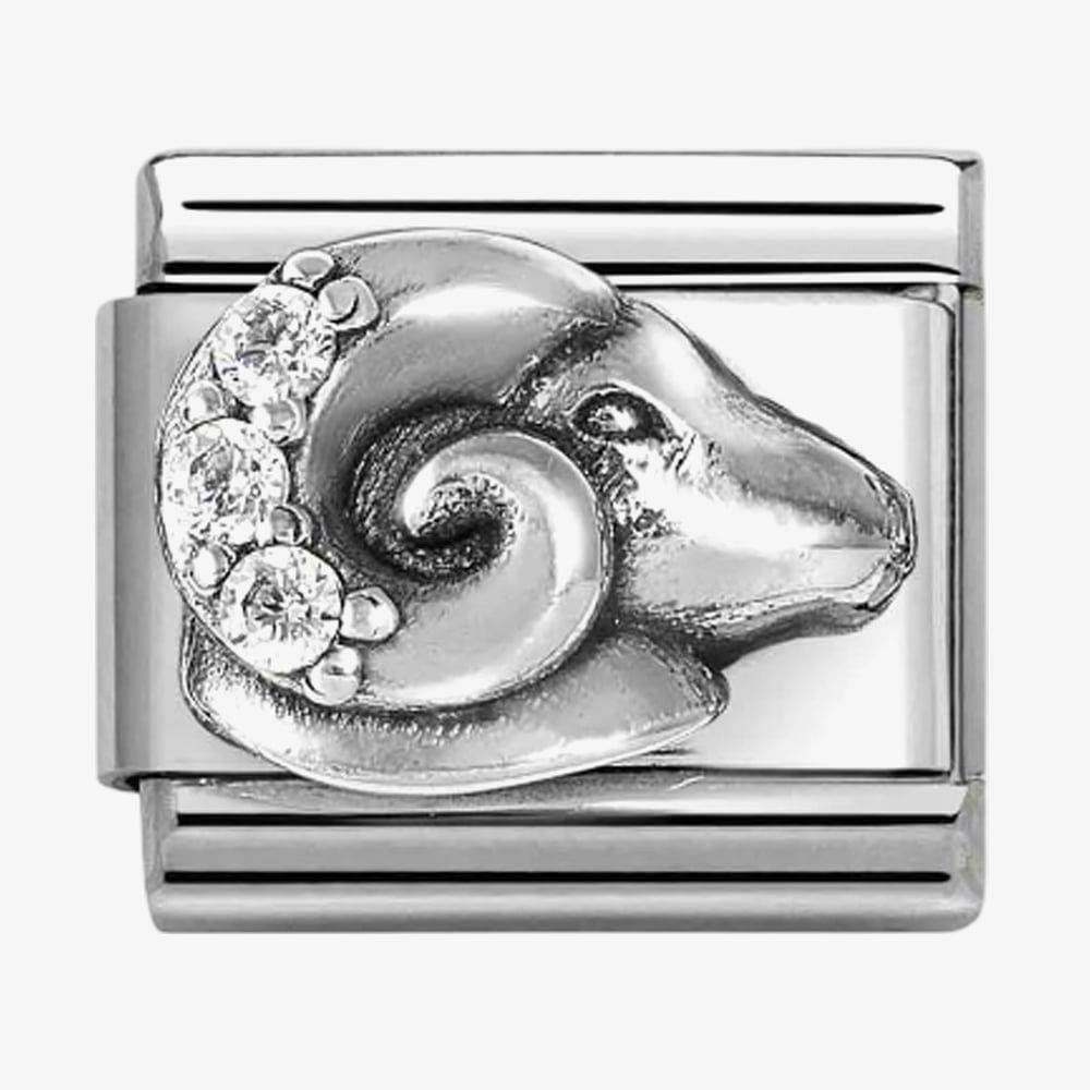 Silvershine Sterling Silver Cubic Zirconia Aries Charm