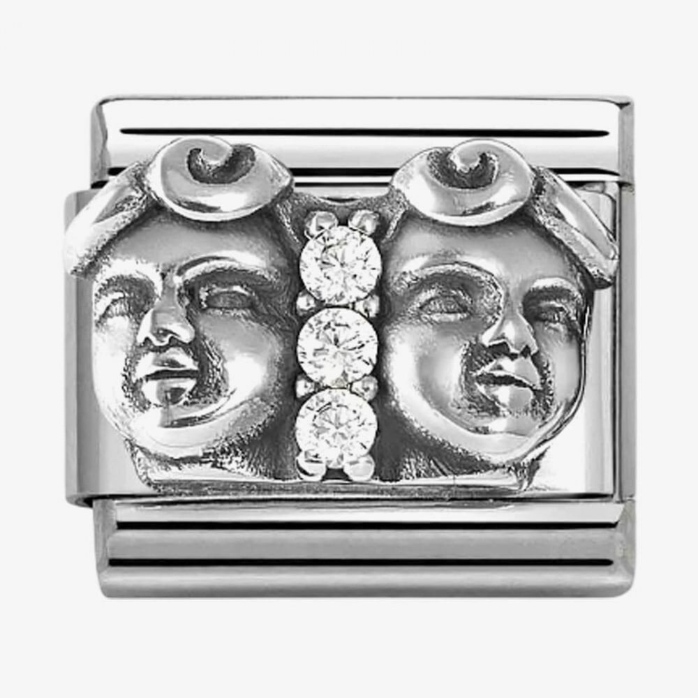 Silvershine Sterling Silver Cubic Zirconia Gemini Charm
