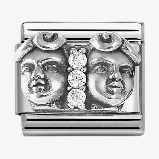 Silvershine Sterling Silver Cubic Zirconia Gemini Charm