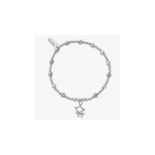 Sparkle Silver Interlocking Star Bead Bracelet