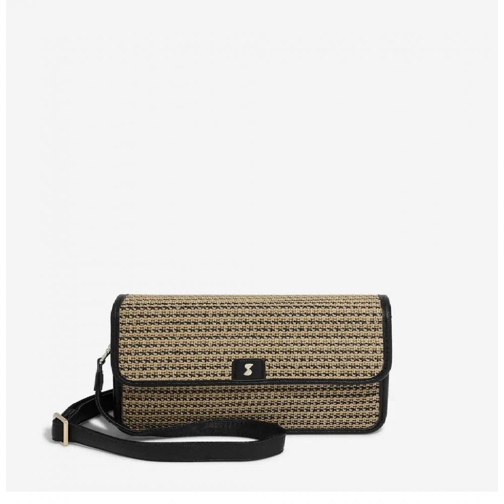 Stackers Black Raffia Crossbody Bag