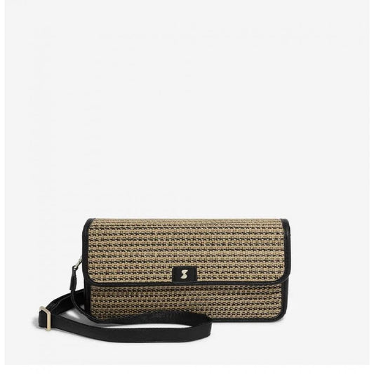 Stackers Black Raffia Crossbody Bag