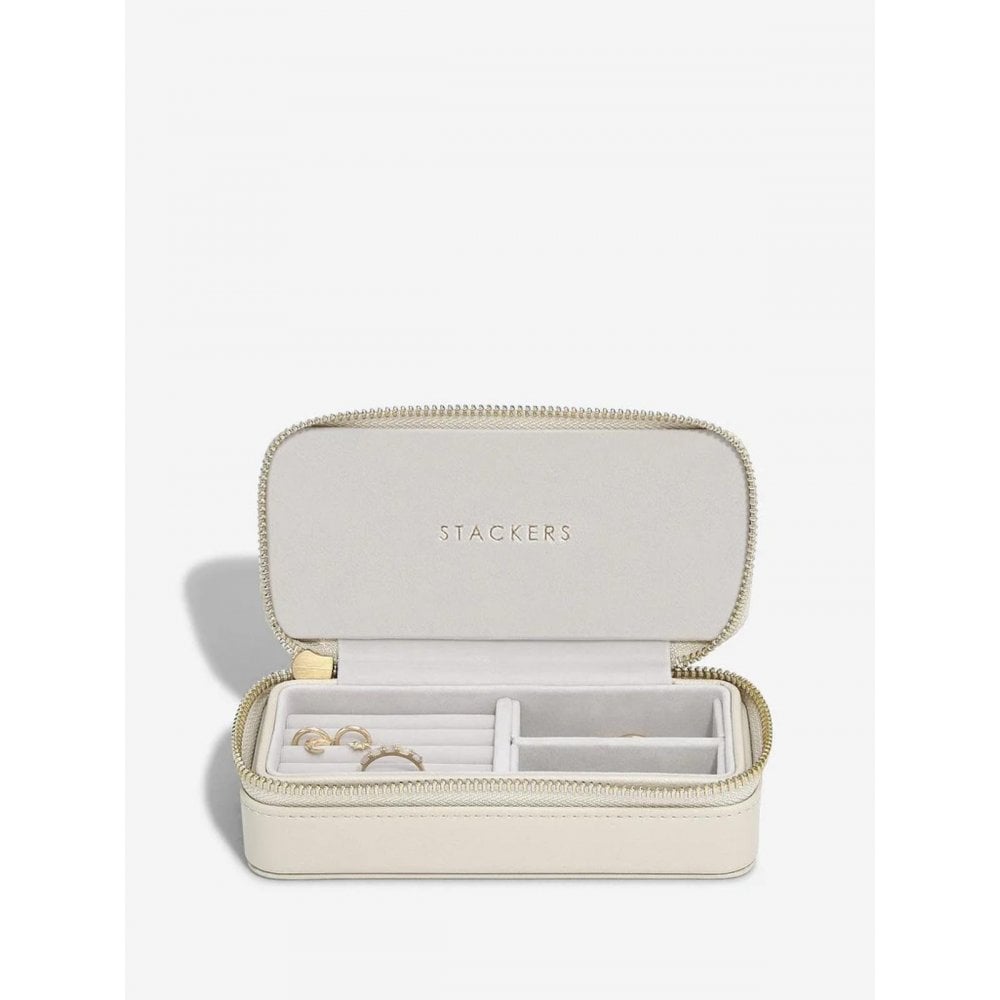 Stackers Linen Oatmeal Medium Travel Jewel Box