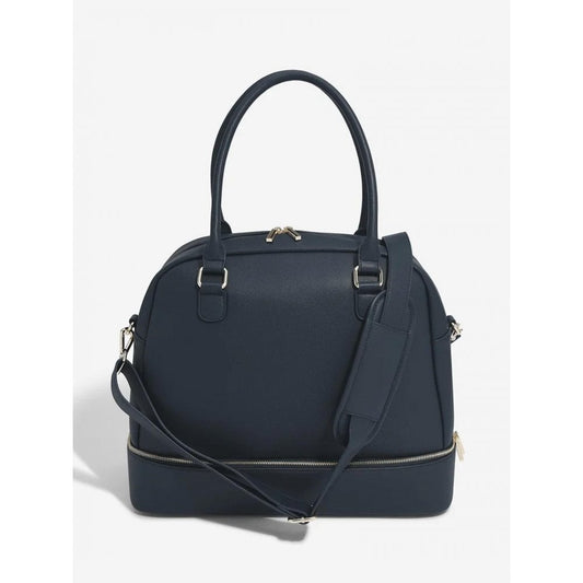 Stackers Navy Handbag with Gold Fittings