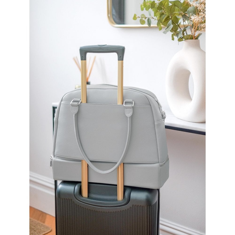 Stackers Pebble Grey Handbag Chrome Fittings