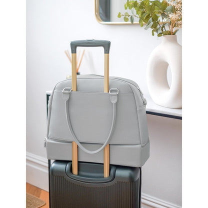 Stackers Pebble Grey Handbag Chrome Fittings