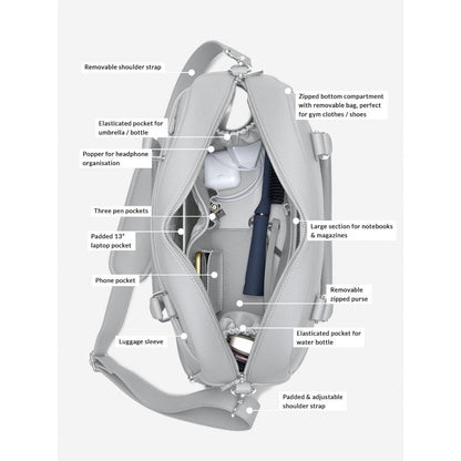 Stackers Pebble Grey Handbag Chrome Fittings