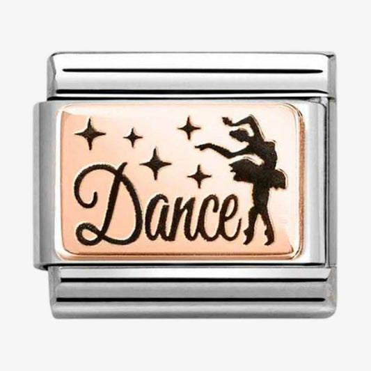 Stainless Steel 9ct Rose Gold Black Ballerina Dance Charm