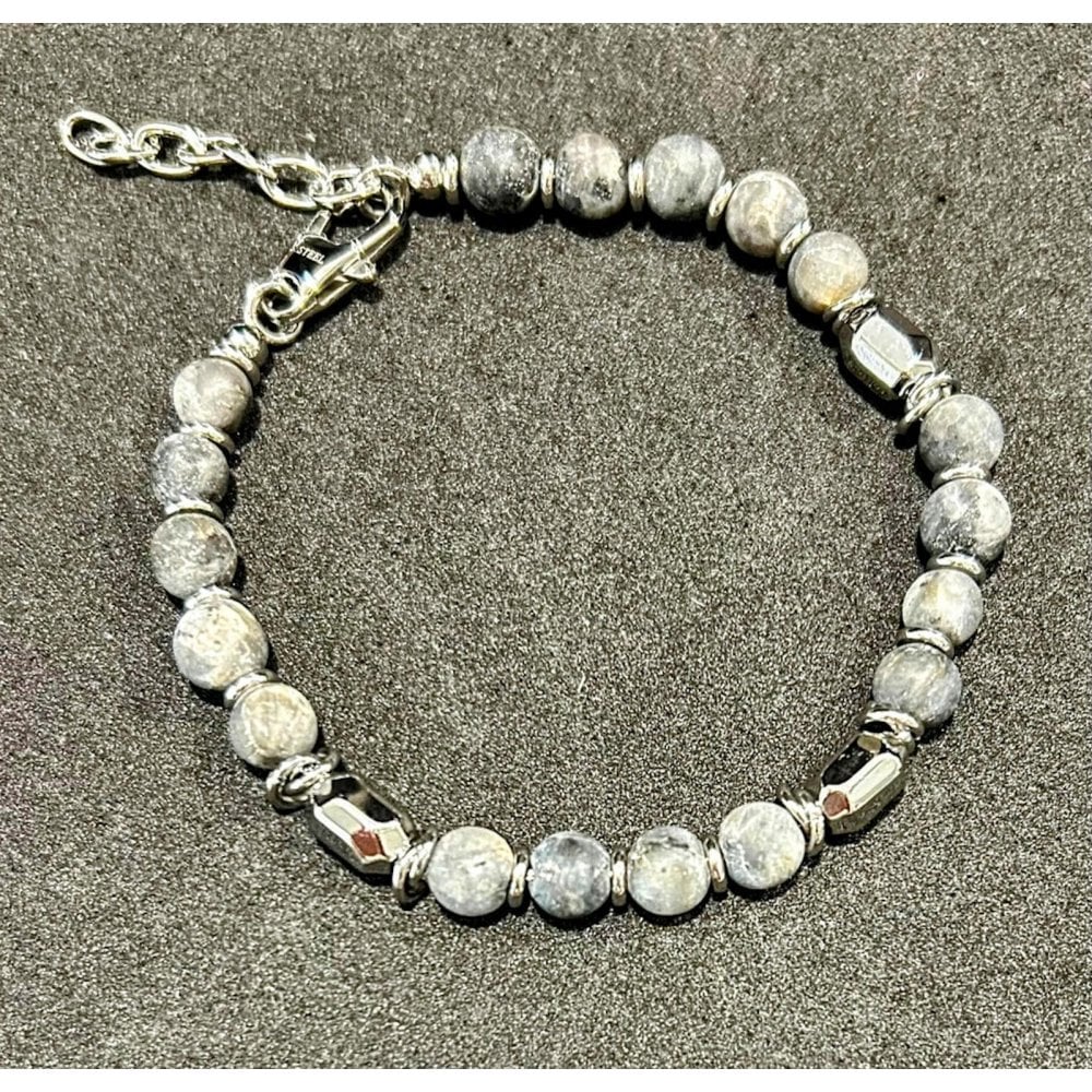 Stainless Steel and Labradorite Bead Bracelet