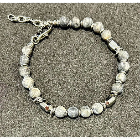 Stainless Steel and Labradorite Bead Bracelet