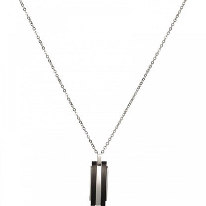 Stainless Steel & Black IP Plating Mini Dog Tag Pendant
