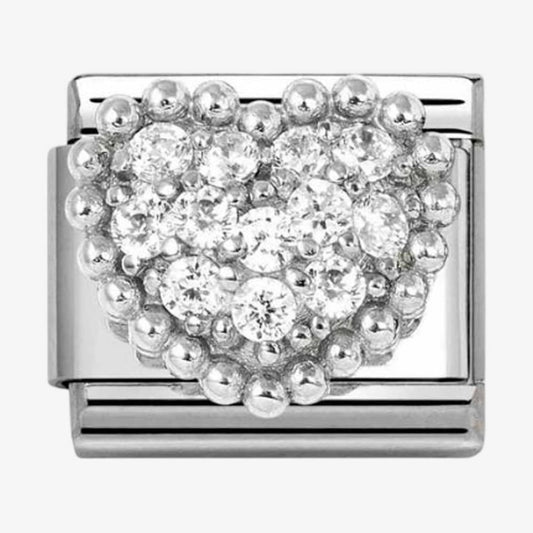 Stainless Steel Cubic Zirconia Heart Charm