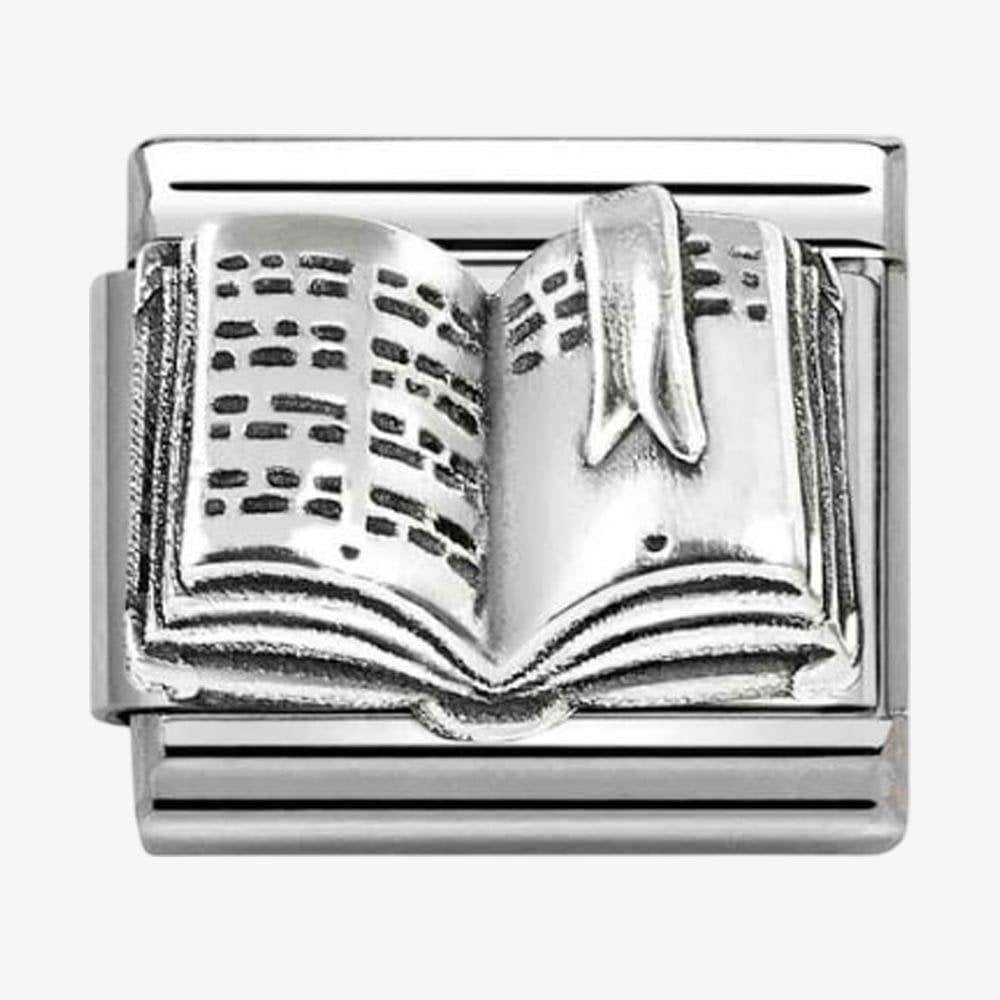 Stainless Steel & Silver Open Book Charm