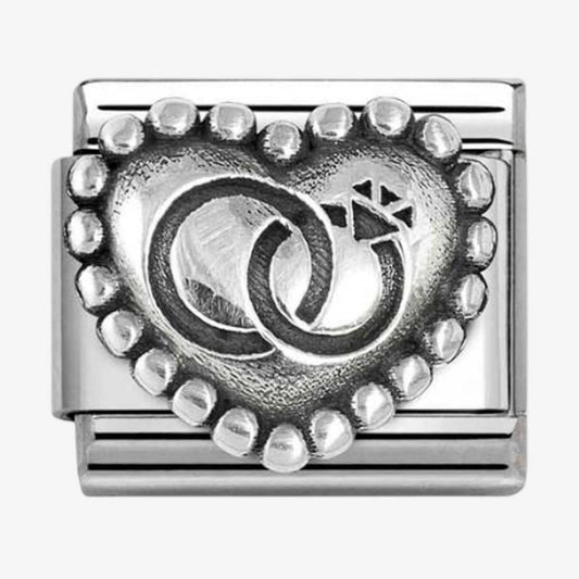 Stainless Steel & Silver Wedding Rings Bead Heart Charm