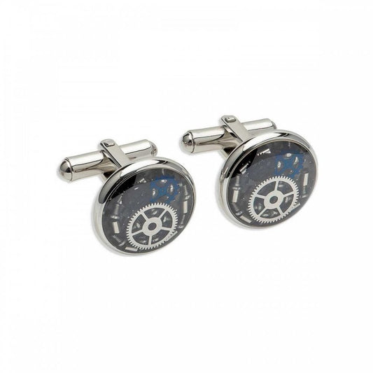 Steel Cufflinks Black and Blue IP Plating