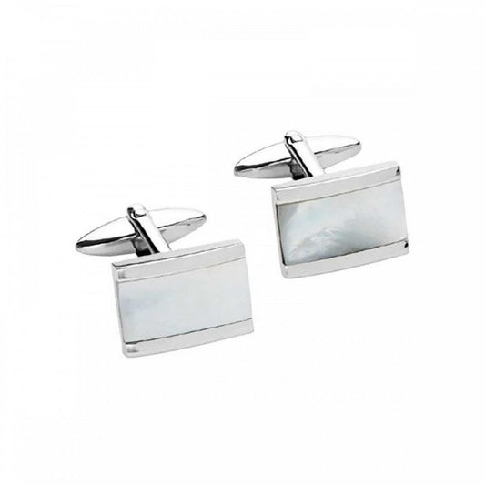 Steel Cufflinks with Mother of Pearl Inlay