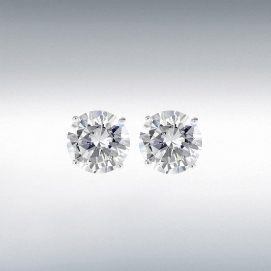 Sterling Silver 10mm Round CZ Earrings