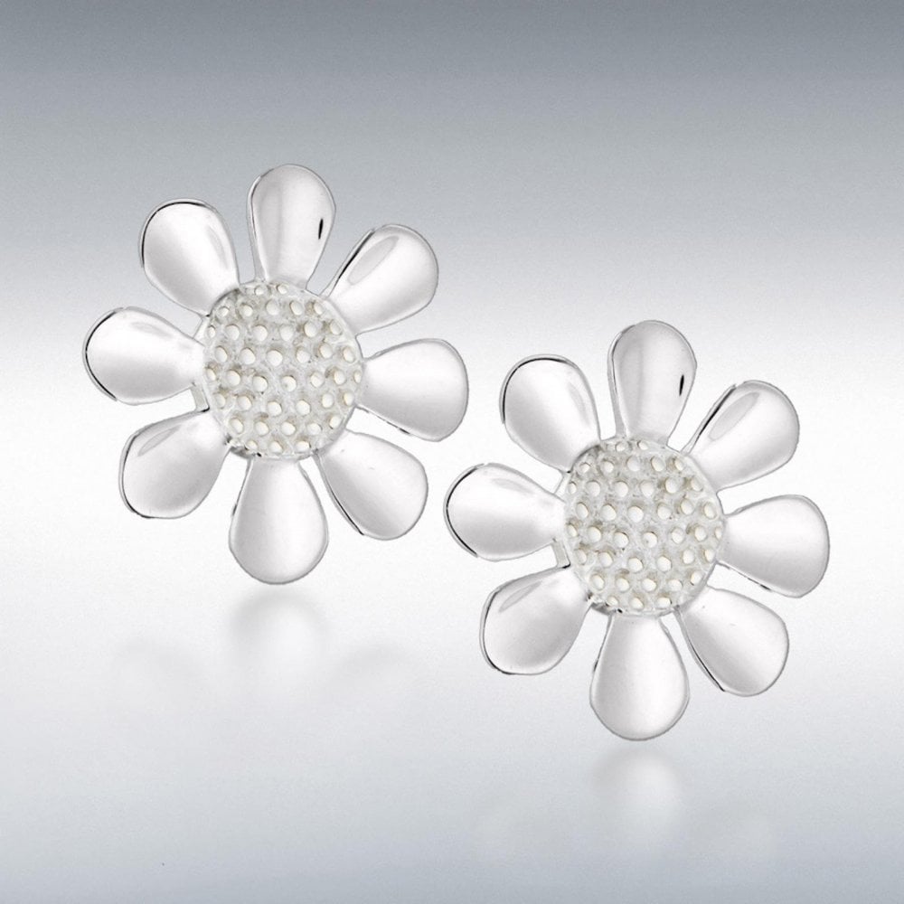 Sterling Silver 15mm Daisy Stud Earrings