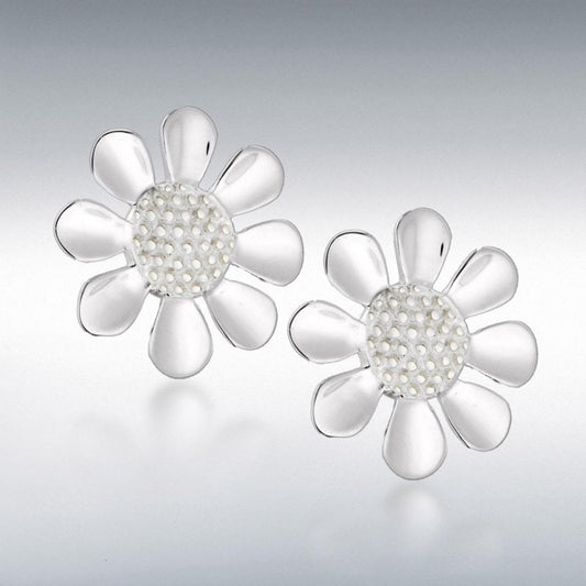 Sterling Silver 15mm Daisy Stud Earrings