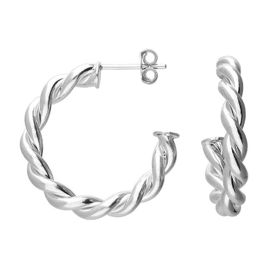 Sterling Silver 25mm Rope Stud Hoops