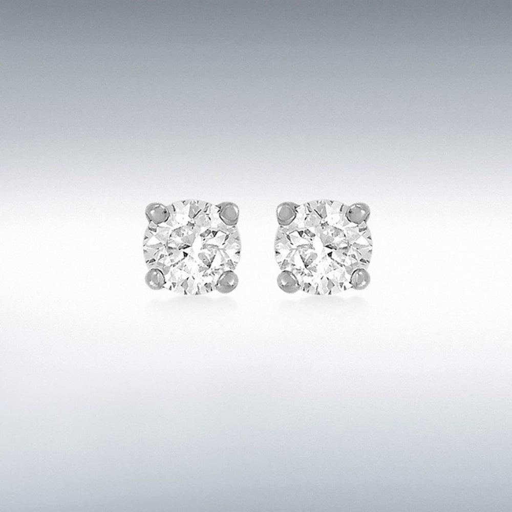 Sterling Silver 5mm White CZ Earrings