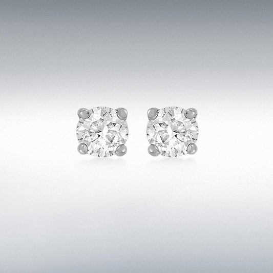 Sterling Silver 5mm White CZ Earrings