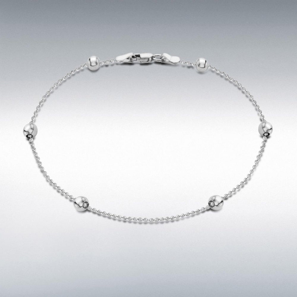 Sterling Silver 6 x 4mm Ball Chain Anklet 23cm/9"