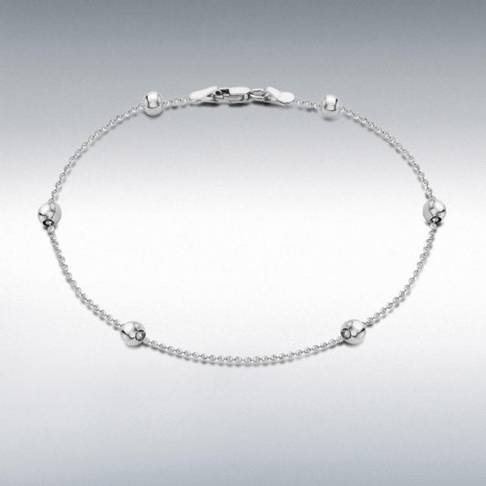 Sterling Silver 6 x 4mm Ball Chain Anklet 23cm/9"