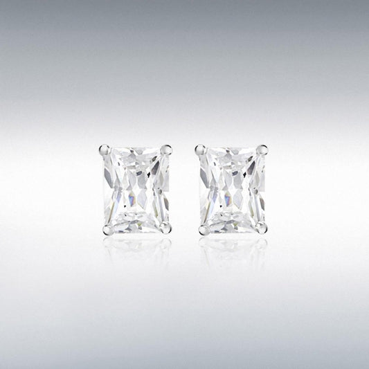 Sterling Silver 6x8mm Rectangular CZ Earrings