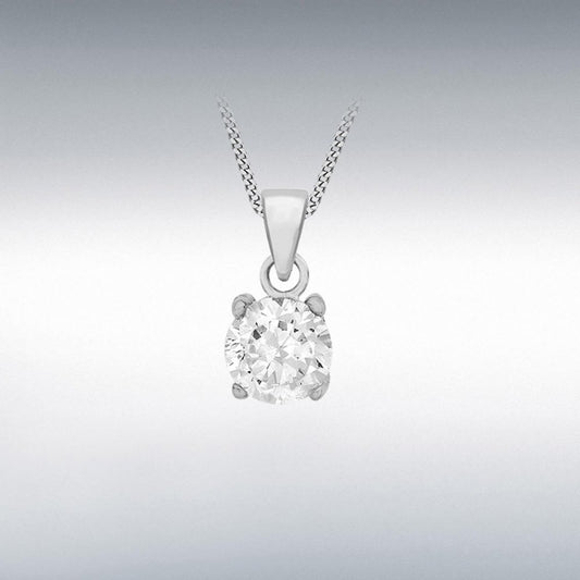 Sterling Silver 7mm CZ Round Pendant