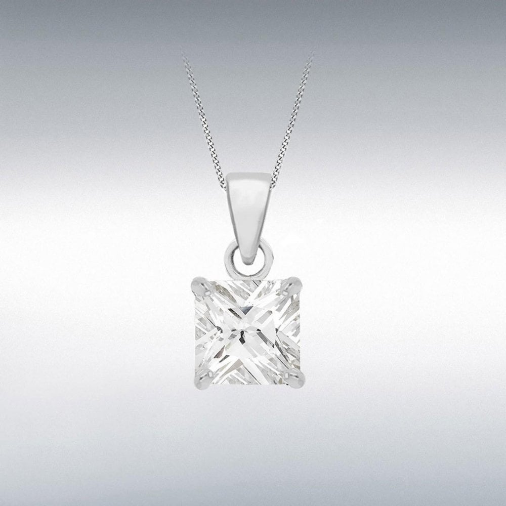 Sterling Silver 7mm CZ Square Pendant