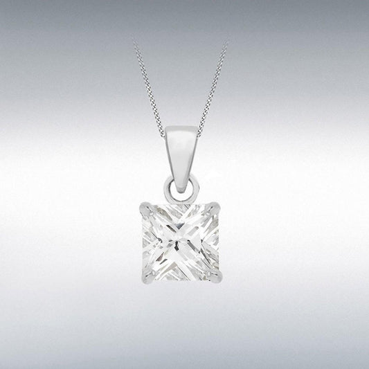 Sterling Silver 7mm CZ Square Pendant