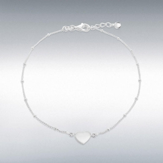 Sterling Silver Curb & Ball Anklet Adj 23/24cm
