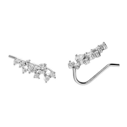 Sterling Silver CZ Cluster Climber Earrings
