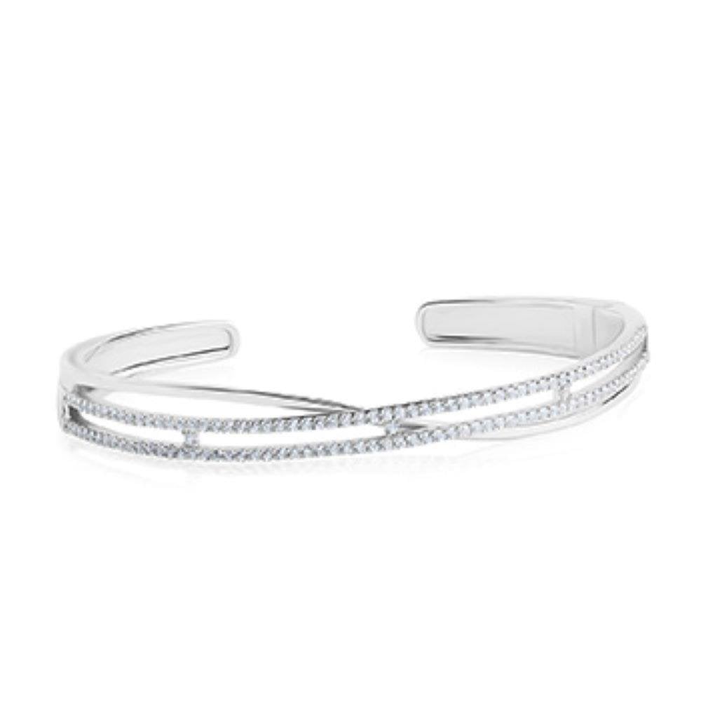 Sterling Silver CZ Open LInk Bangle