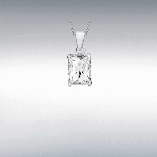 Sterling Silver CZ Rectangular Pendant