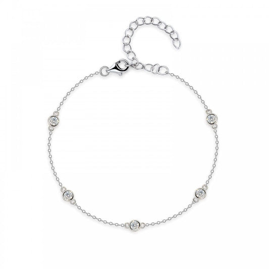 Sterling Silver CZ Station Bracelet