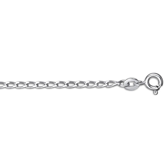 Sterling Silver Diamond Cut Long Link Curb Chain 18"